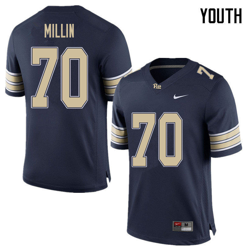 Youth #70 Stefano Millin Pittsburgh Panthers College Football Jerseys Sale-Home Blue